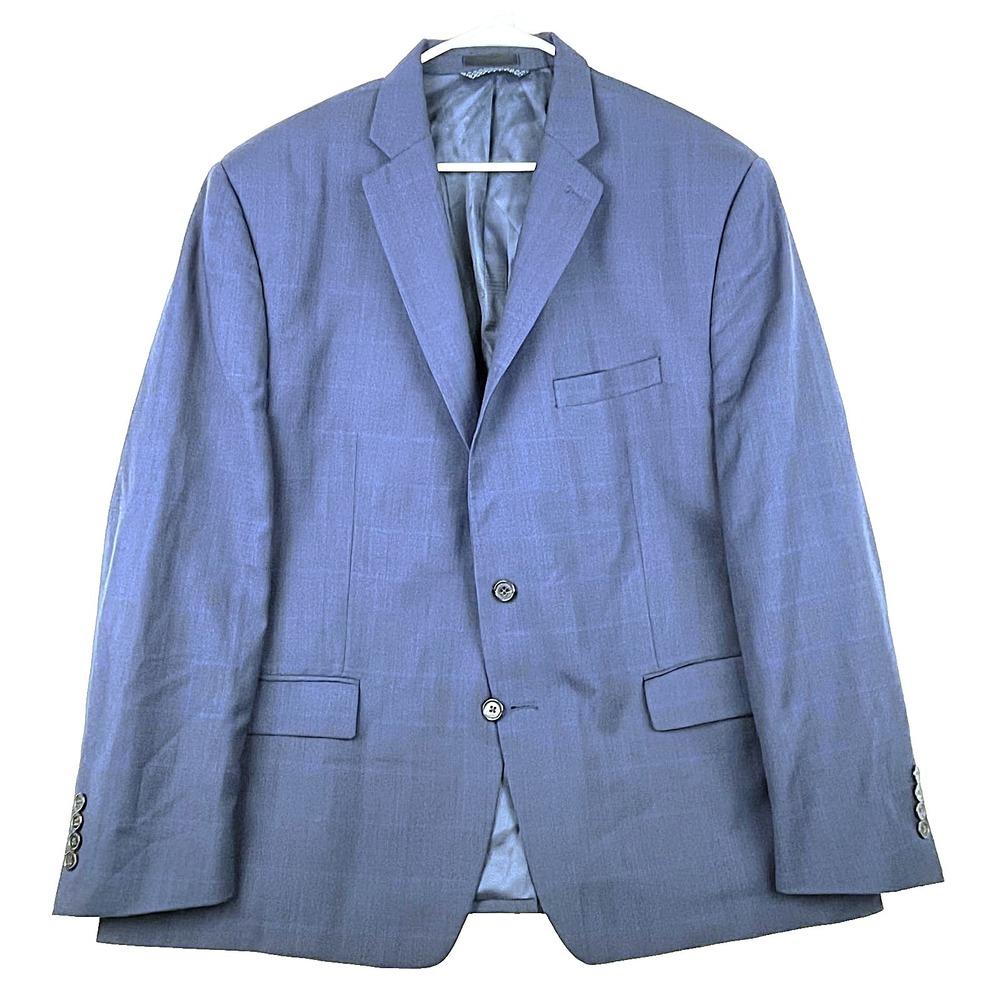 Ralph Lauren 48R Blue Windowpane Suit 42x27 Wool 2pc
